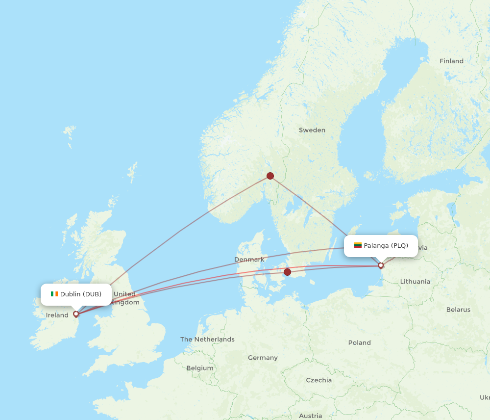 Flights from Dublin to Palanga DUB to PLQ Flight Routes