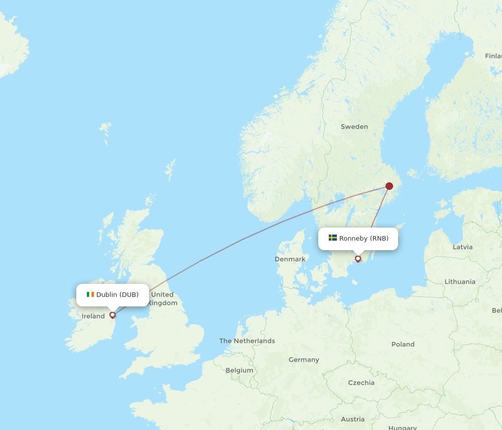 Flights from Dublin to Ronneby DUB to RNB Flight Routes