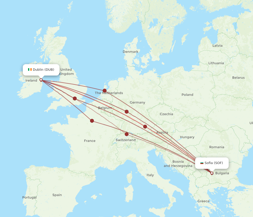 Flights from Dublin to Sofia DUB to SOF Flight Routes