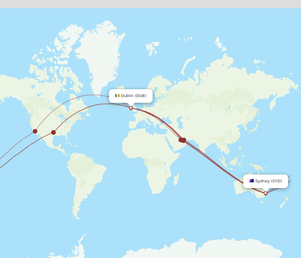 Flights from Dublin to Sydney DUB to SYD Flight Routes