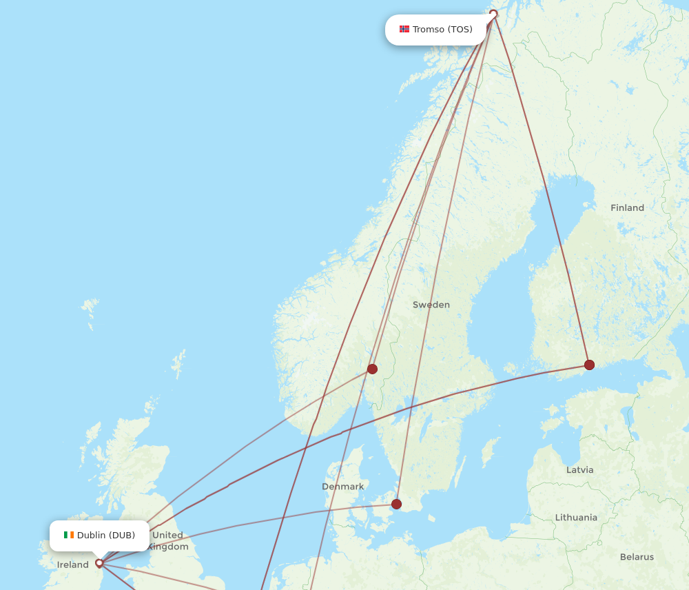 Flights from Dublin to Tromso DUB to TOS Flight Routes