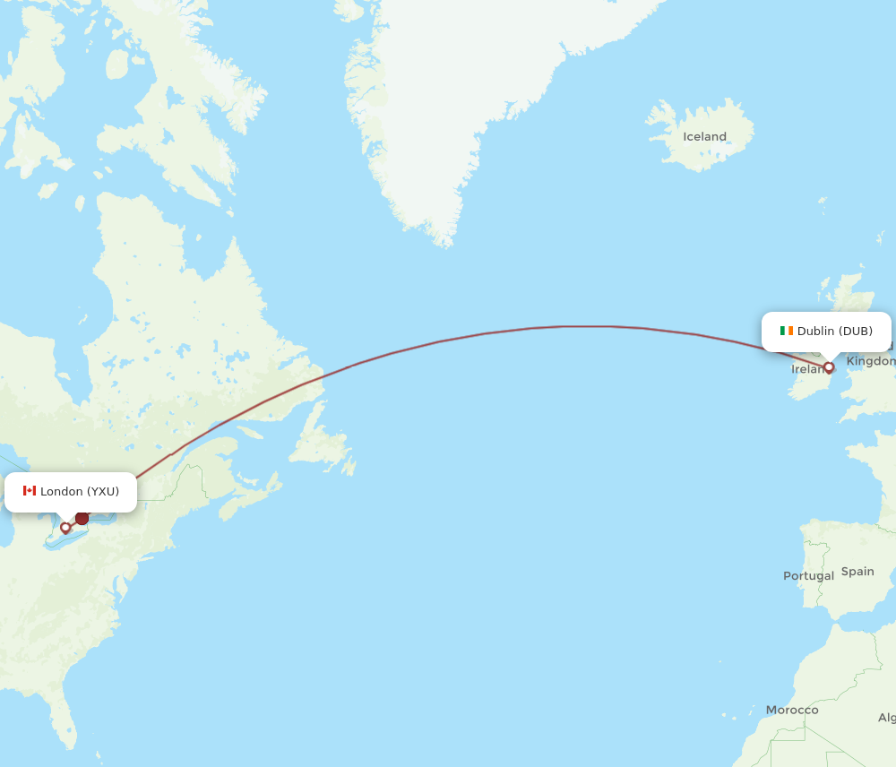 Flights from London to Dublin YXU to DUB Flight Routes