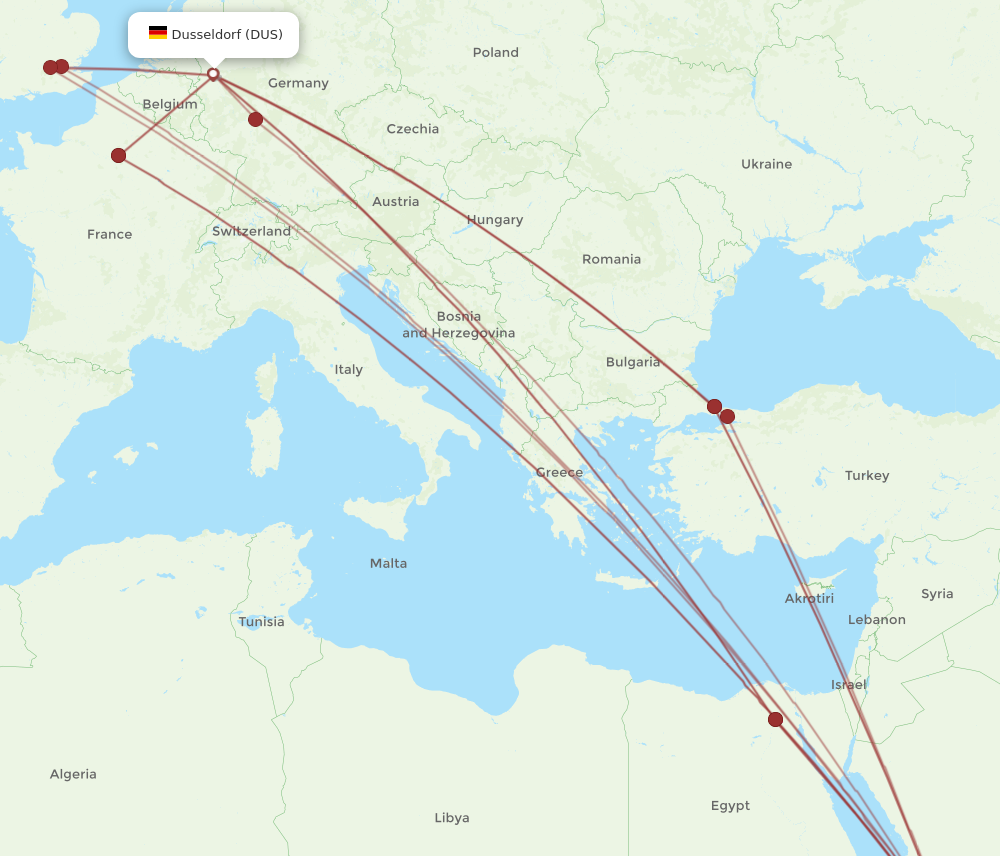 DUS to JED flights and routes map