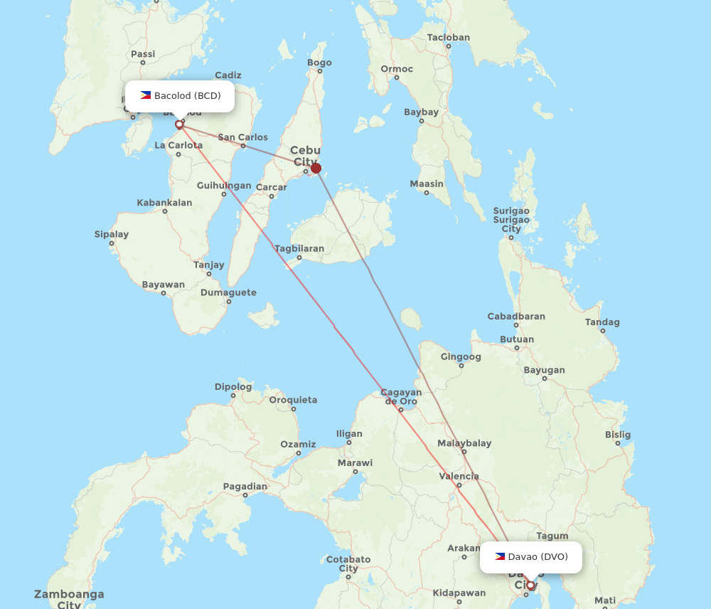 Flights from Davao to Bacolod DVO to BCD Flight Routes