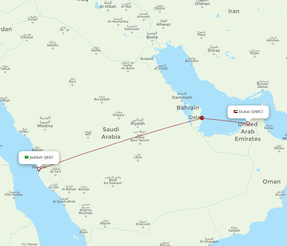 Flights from Dubai to Jeddah DWC to JED Flight Routes