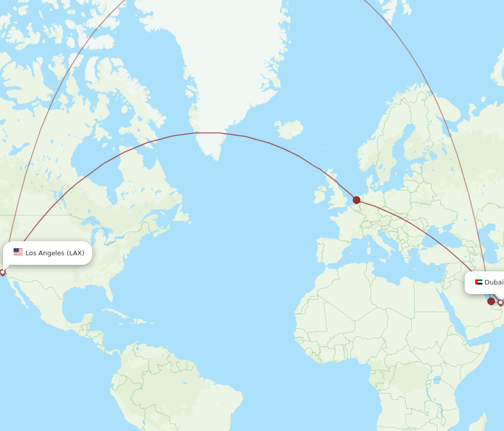 Flights from Dubai to Los Angeles DWC to LAX Flight Routes