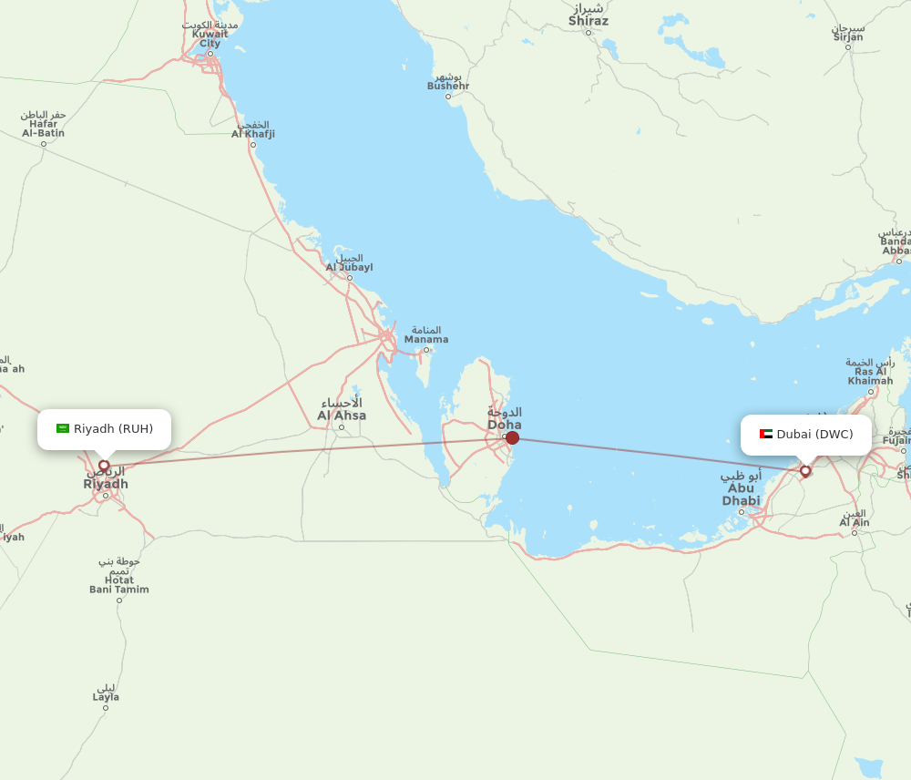 Flights from Dubai to Riyadh DWC to RUH Flight Routes