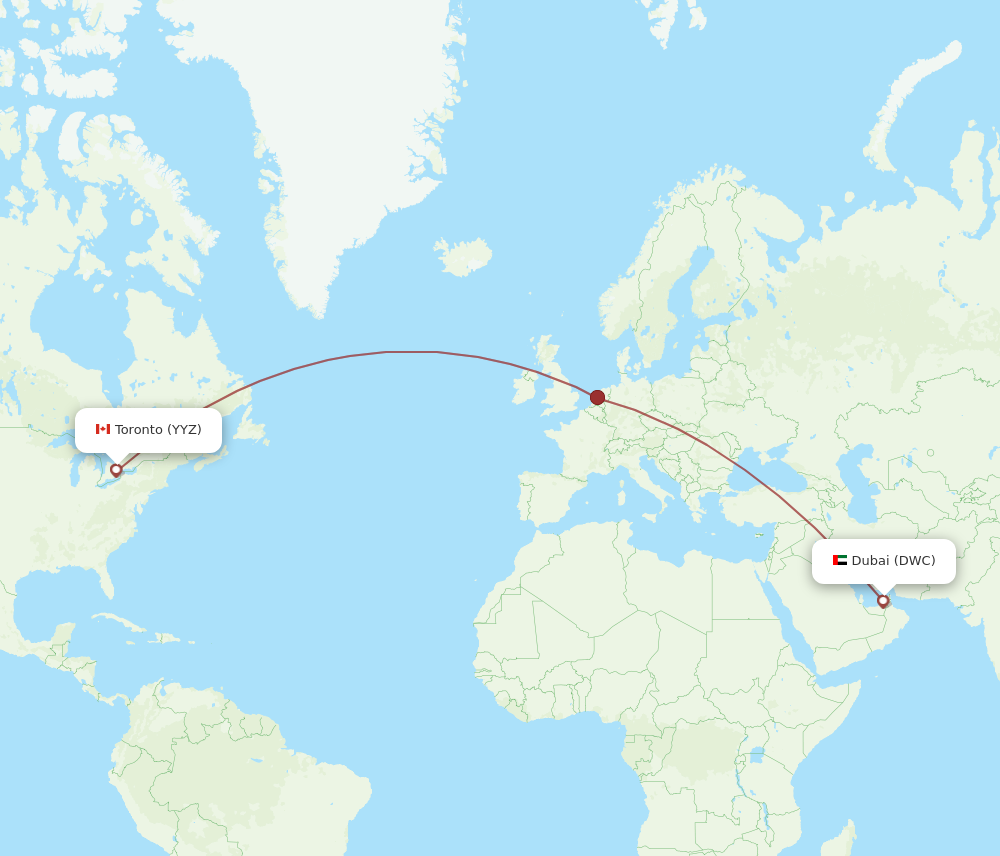 Flights from Dubai to Toronto DWC to YYZ Flight Routes