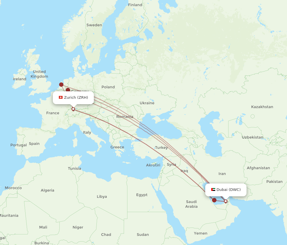 Flights from Dubai to Zurich DWC to ZRH Flight Routes