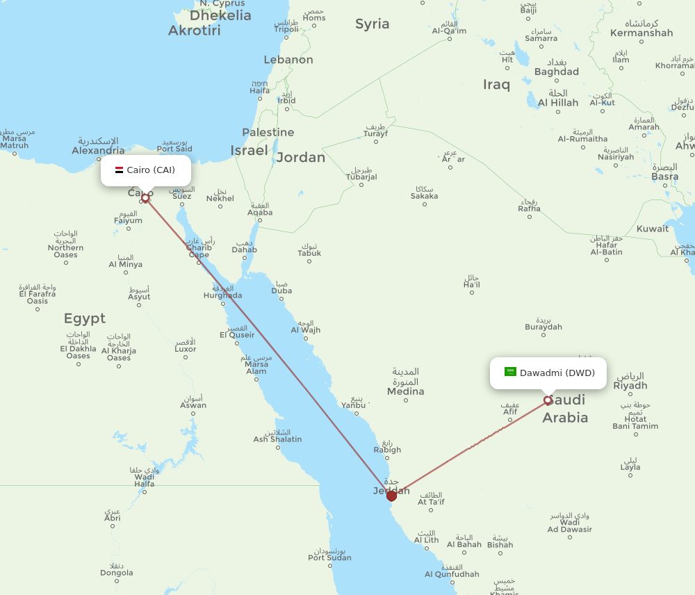 Flights from Dawadmi to Cairo DWD to CAI Flight Routes