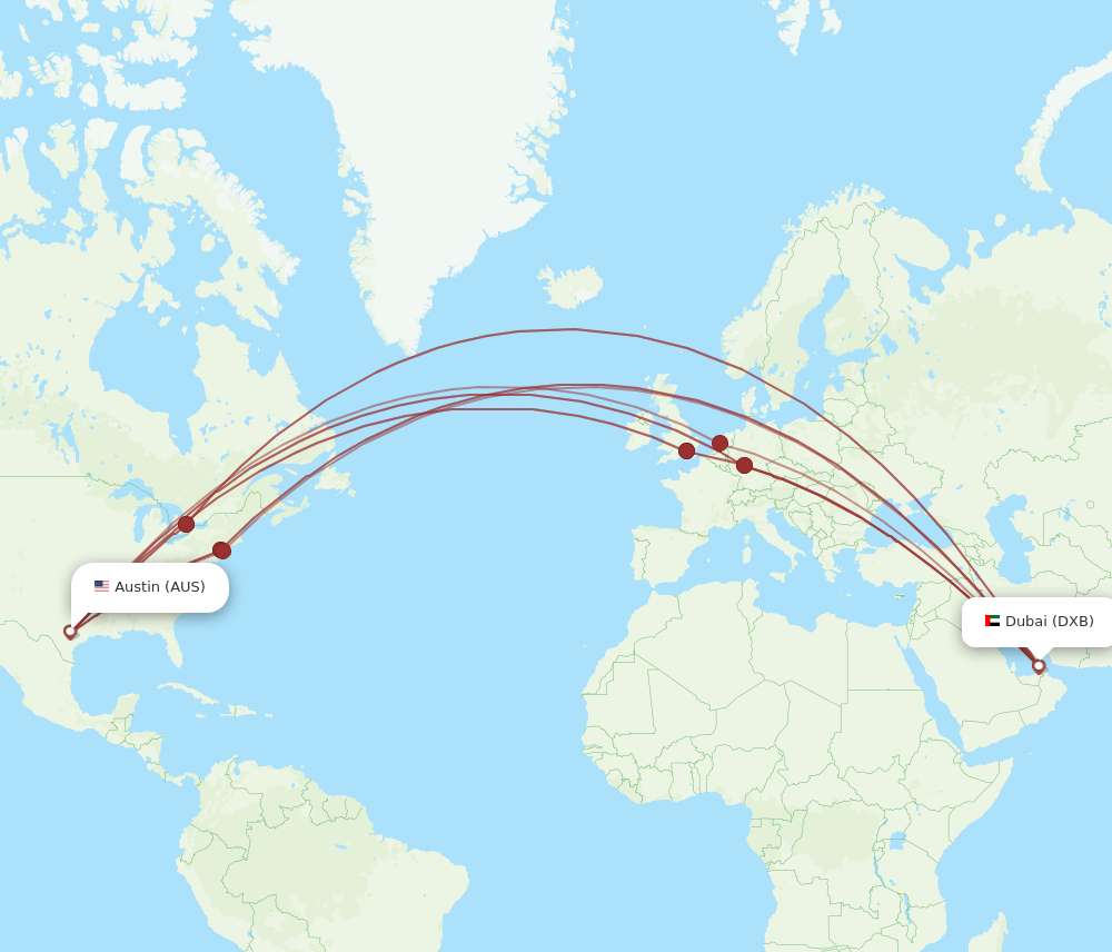 Flights from Dubai to Austin DXB to AUS Flight Routes