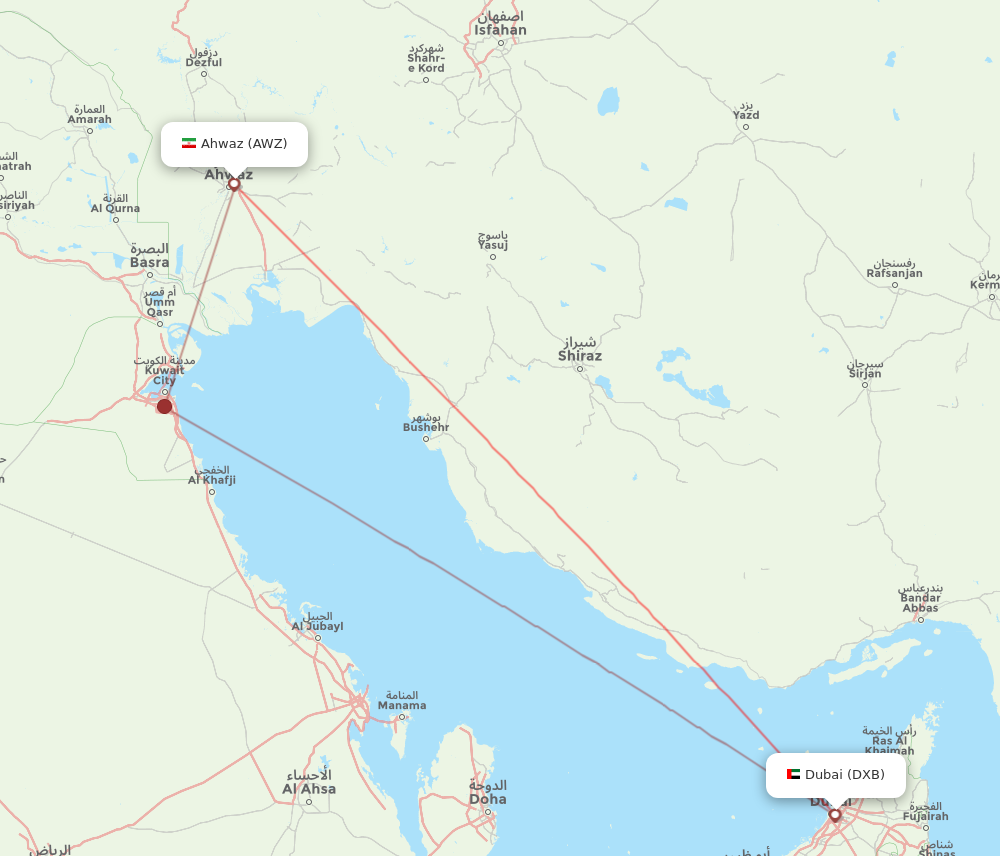 Flights from Dubai to Ahwaz DXB to AWZ Flight Routes