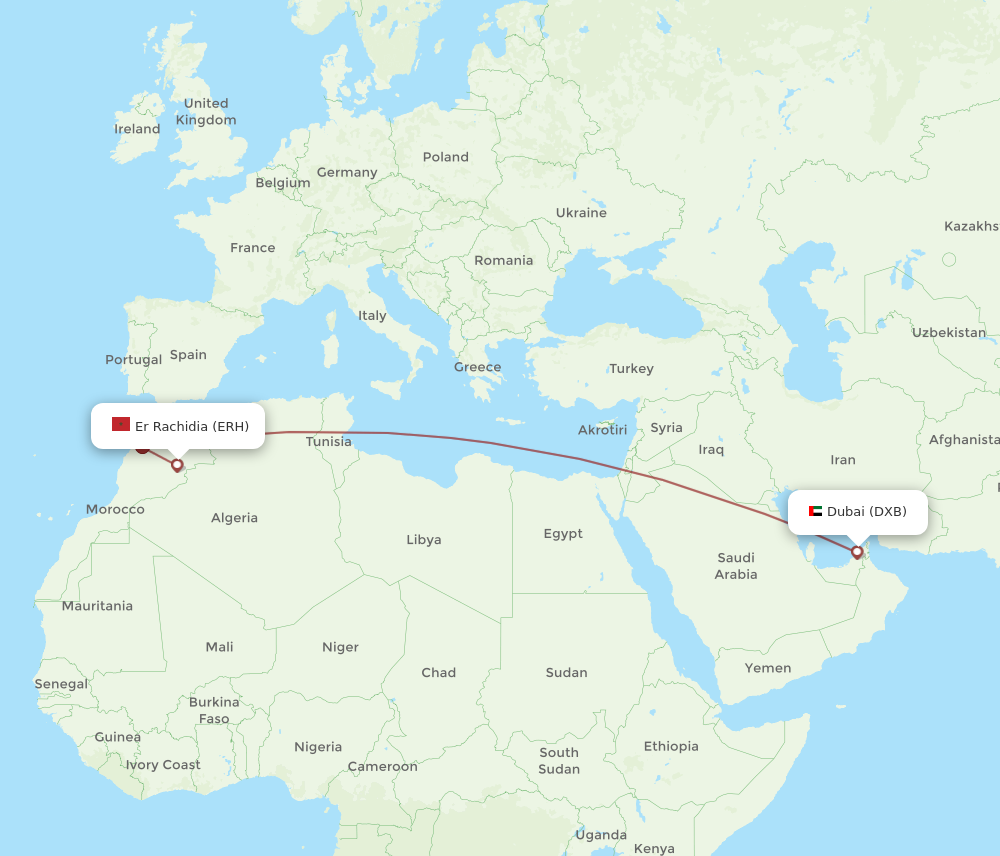 Flights from Dubai to Errachidia DXB to ERH Flight Routes