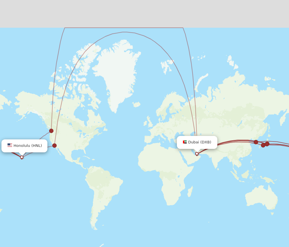 Flights from Dubai to Honolulu DXB to HNL Flight Routes