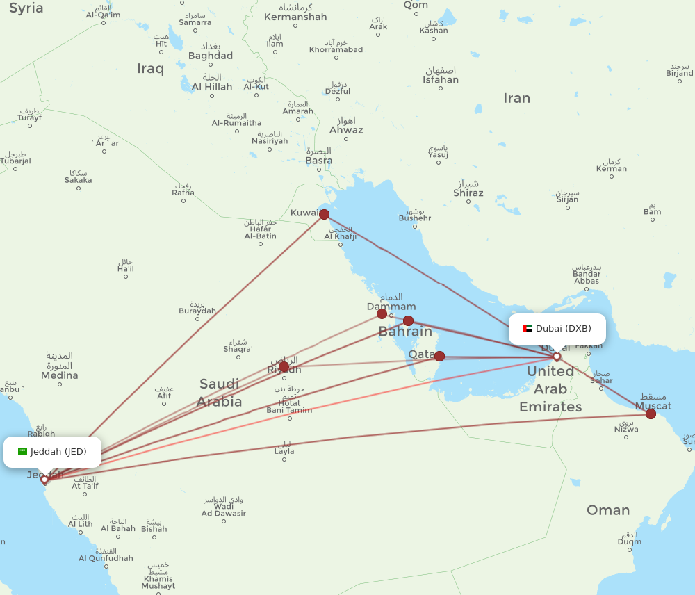 Flights from Dubai to Jeddah DXB to JED Flight Routes