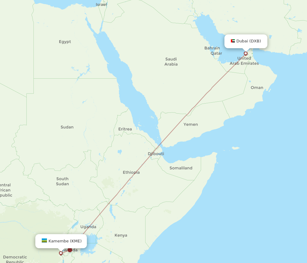 Flights from Dubai to Kamembe DXB to KME Flight Routes