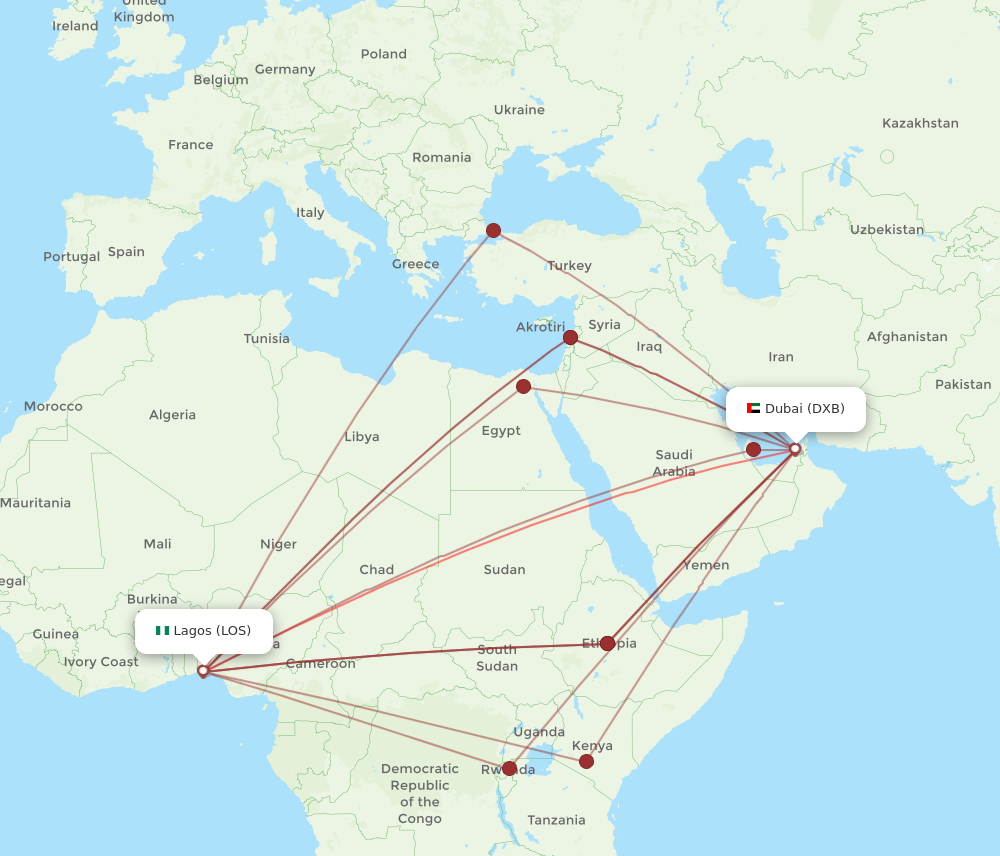 Flights from Dubai to Lagos DXB to LOS Flight Routes