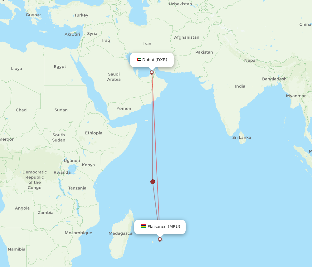 Flights from Dubai to Mauritius DXB to MRU Flight Routes