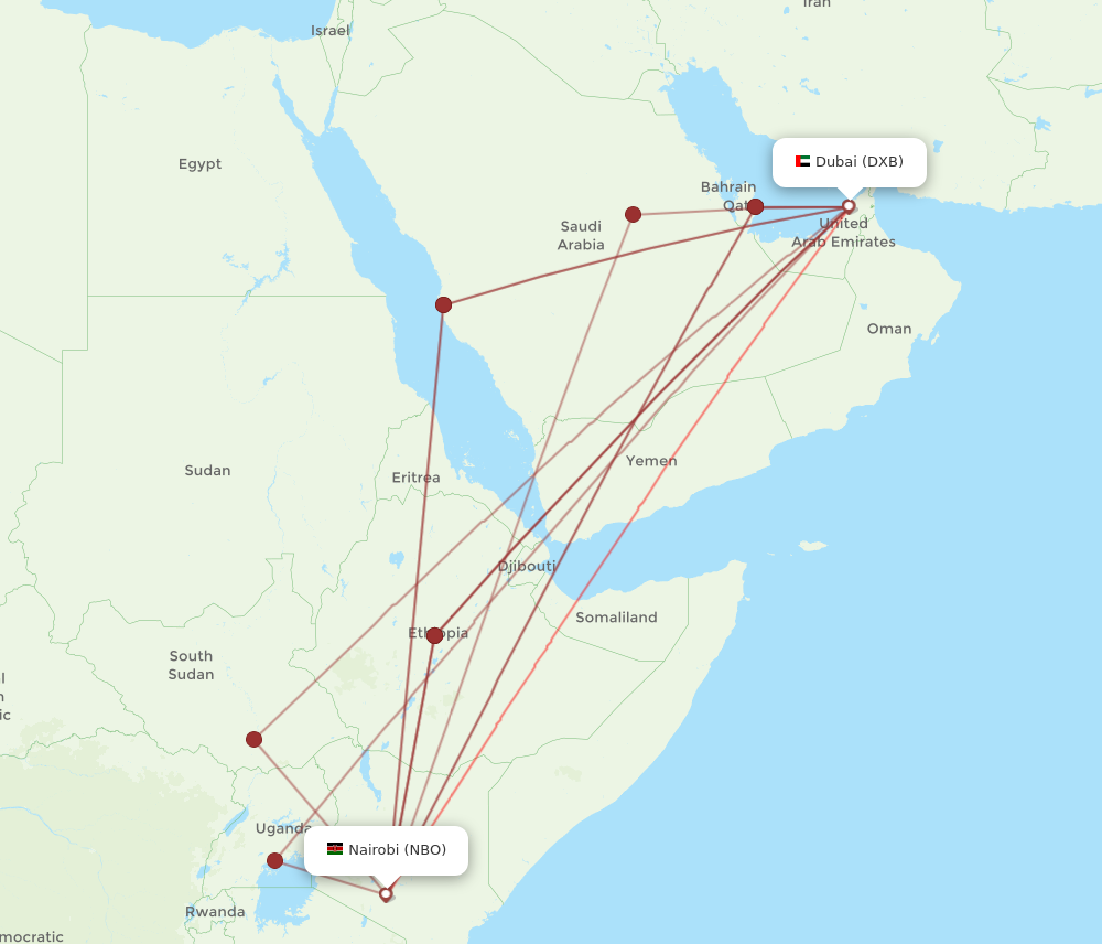 Flights from Dubai to Nairobi DXB to NBO Flight Routes