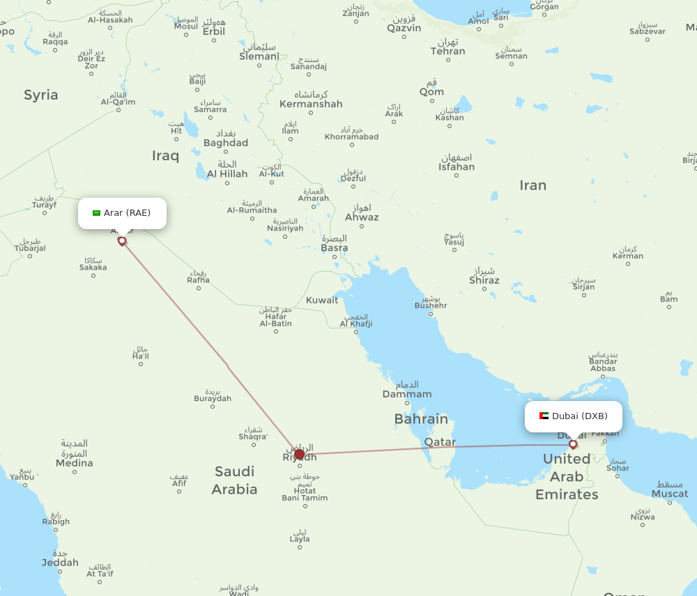 Flights from Dubai to Arar DXB to RAE Flight Routes