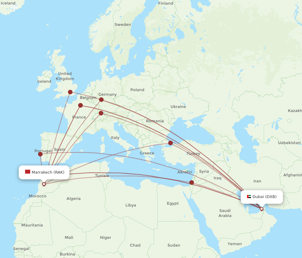 Flights from Dubai to Marrakech DXB to RAK Flight Routes