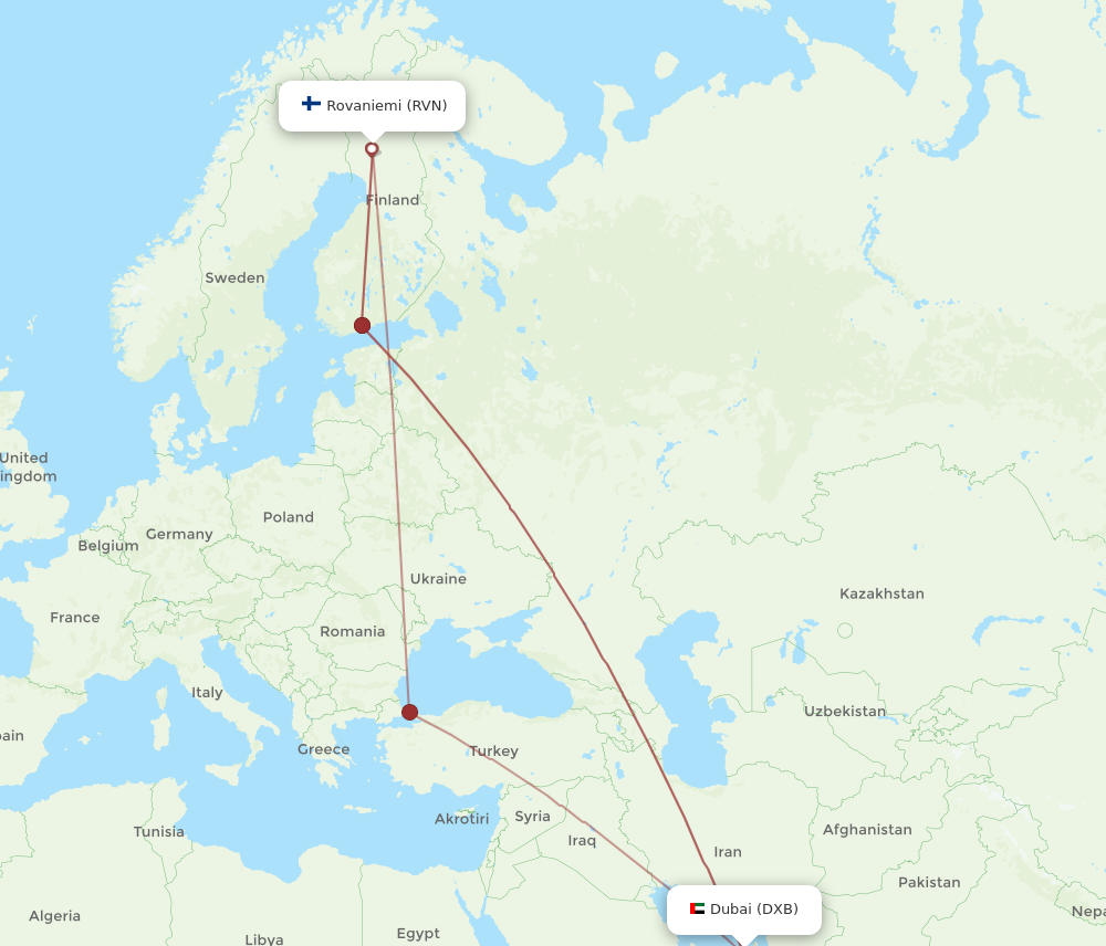 All Flight Routes From Dubai To Rovaniemi Dxb To Rvn Flight Routes