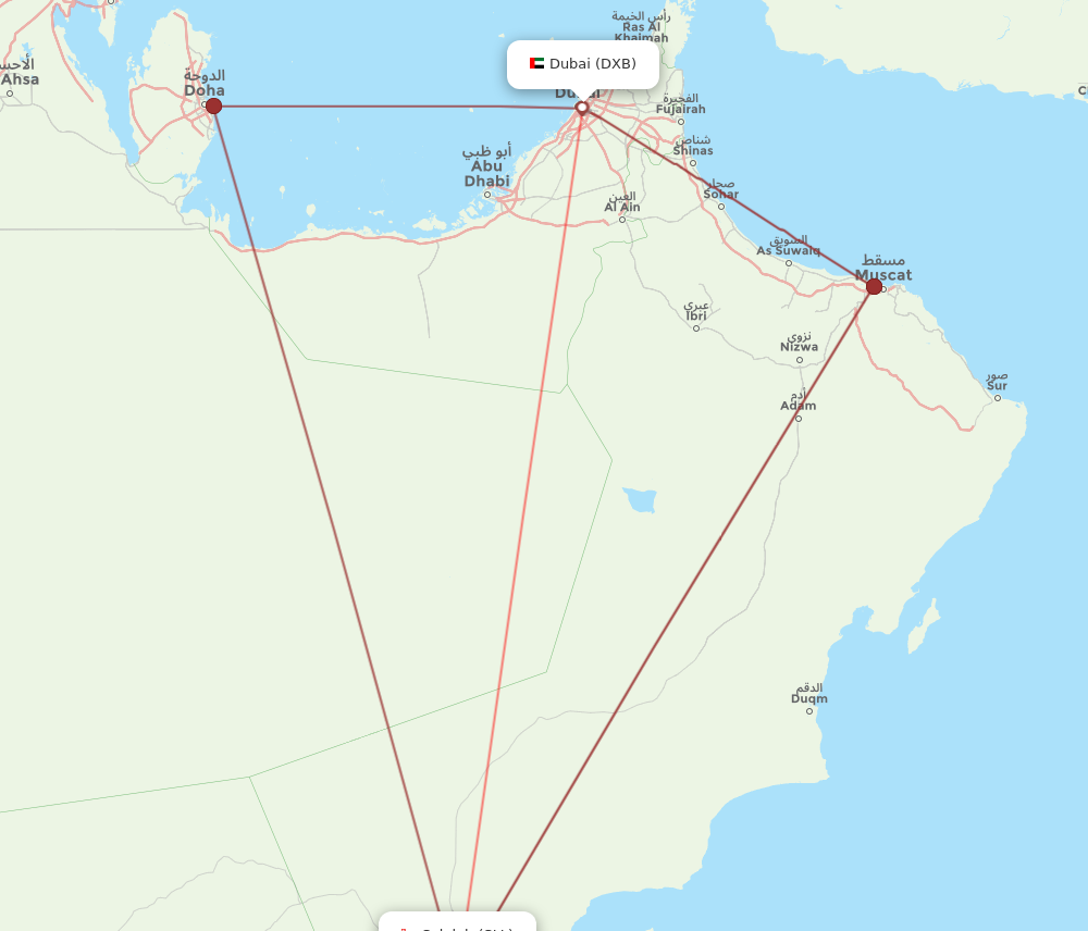 Flights from Dubai to Salalah DXB to SLL Flight Routes