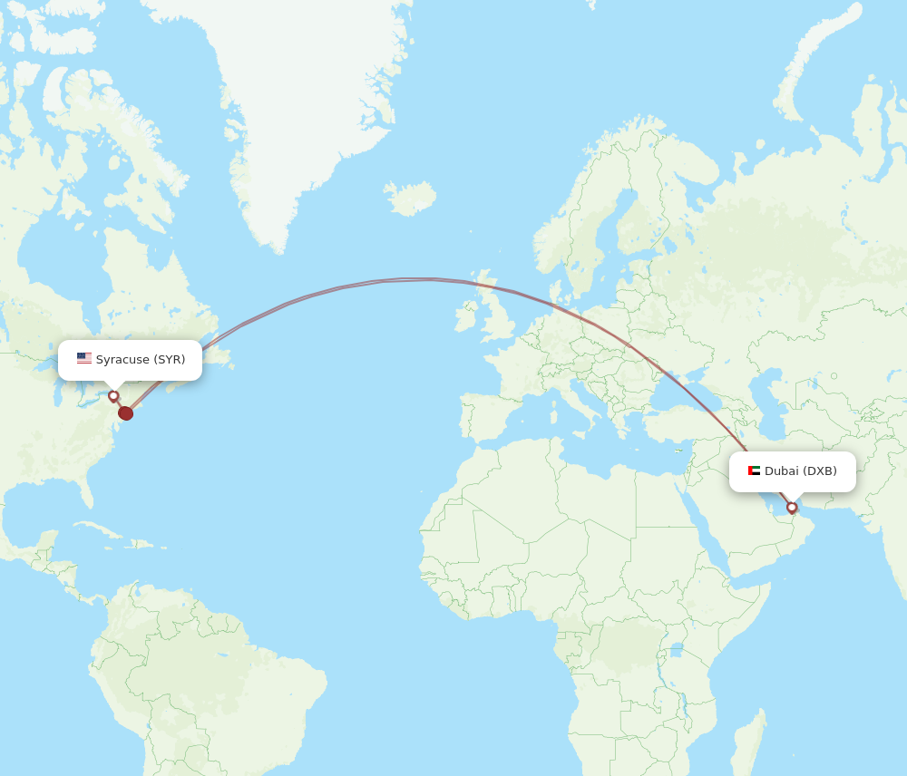 All Flight Routes From Dubai To Syracuse, DXB To SYR - Flight Routes