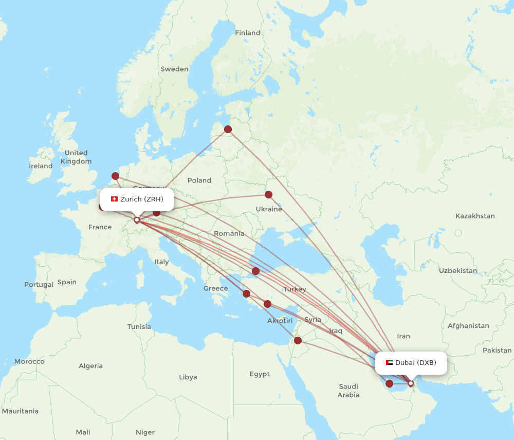 Flights from Dubai to Zurich DXB to ZRH Flight Routes