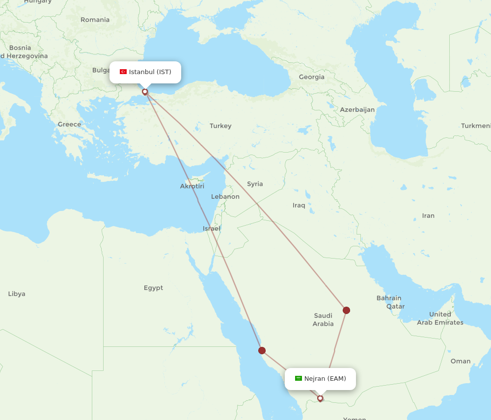 All Flight Routes From Nejran To Istanbul, EAM To IST - Flight Routes