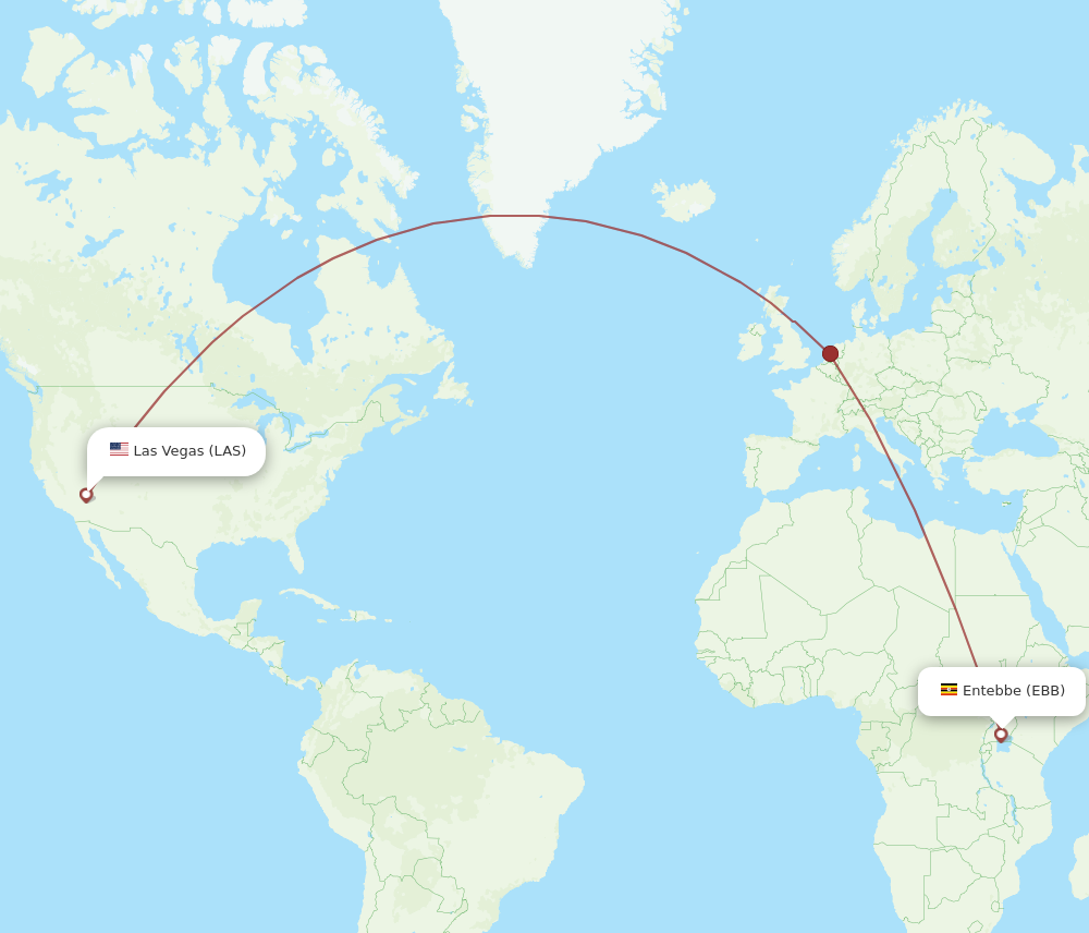 EBB to LAS flights and routes map