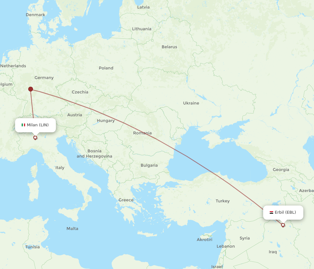 Flights from Erbil to Milan EBL to LIN Flight Routes