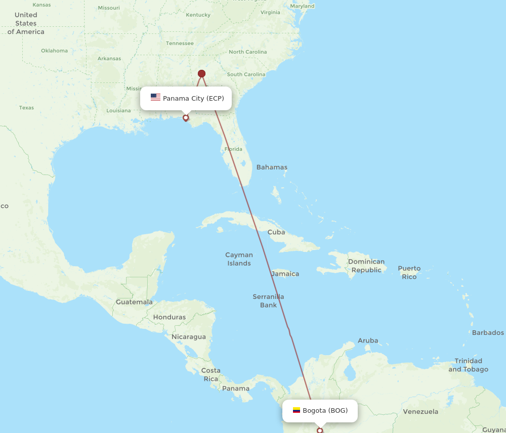 All flight routes from Panama City to Bogota, ECP to BOG - Flight Routes