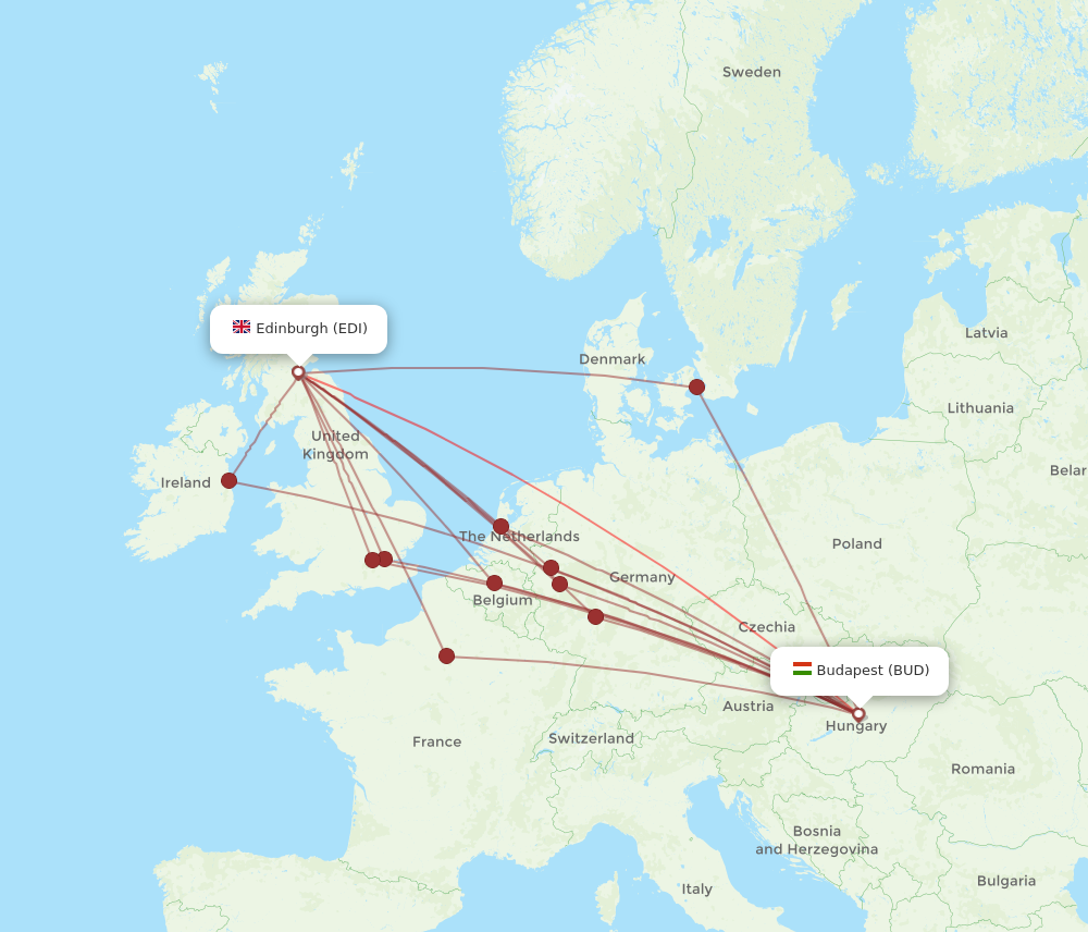 Flights from Edinburgh to Budapest EDI to BUD Flight Routes