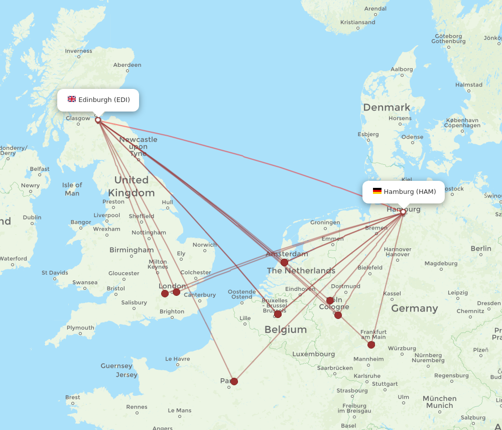 Flights from Edinburgh to Hamburg EDI to HAM Flight Routes