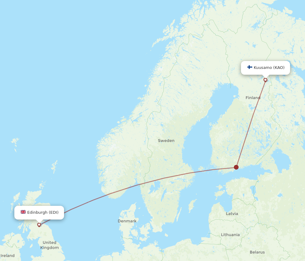 Flights from Edinburgh to Kuusamo EDI to KAO Flight Routes