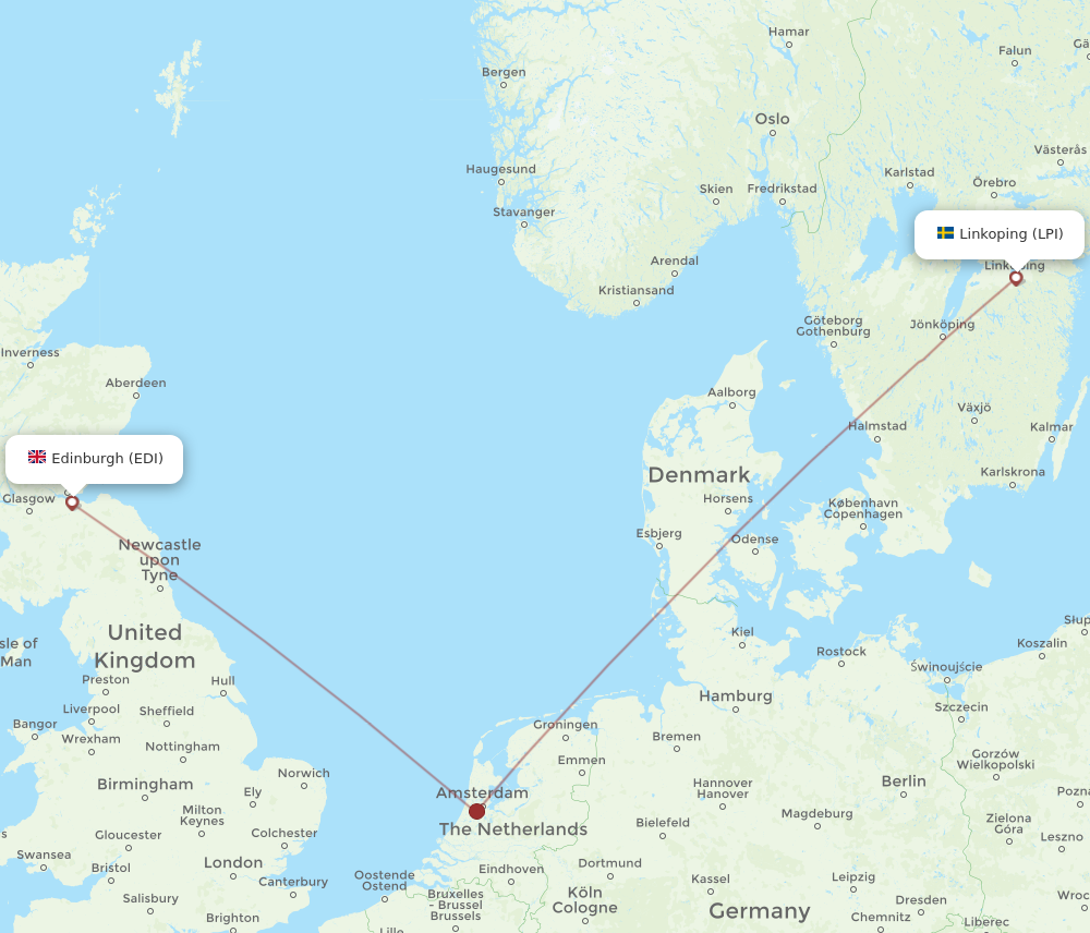 Flights from Edinburgh to Linkoping EDI to LPI Flight Routes