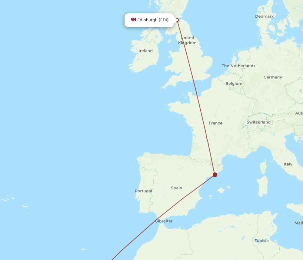 Flights from Edinburgh to Tenerife EDI to TFN Flight Routes