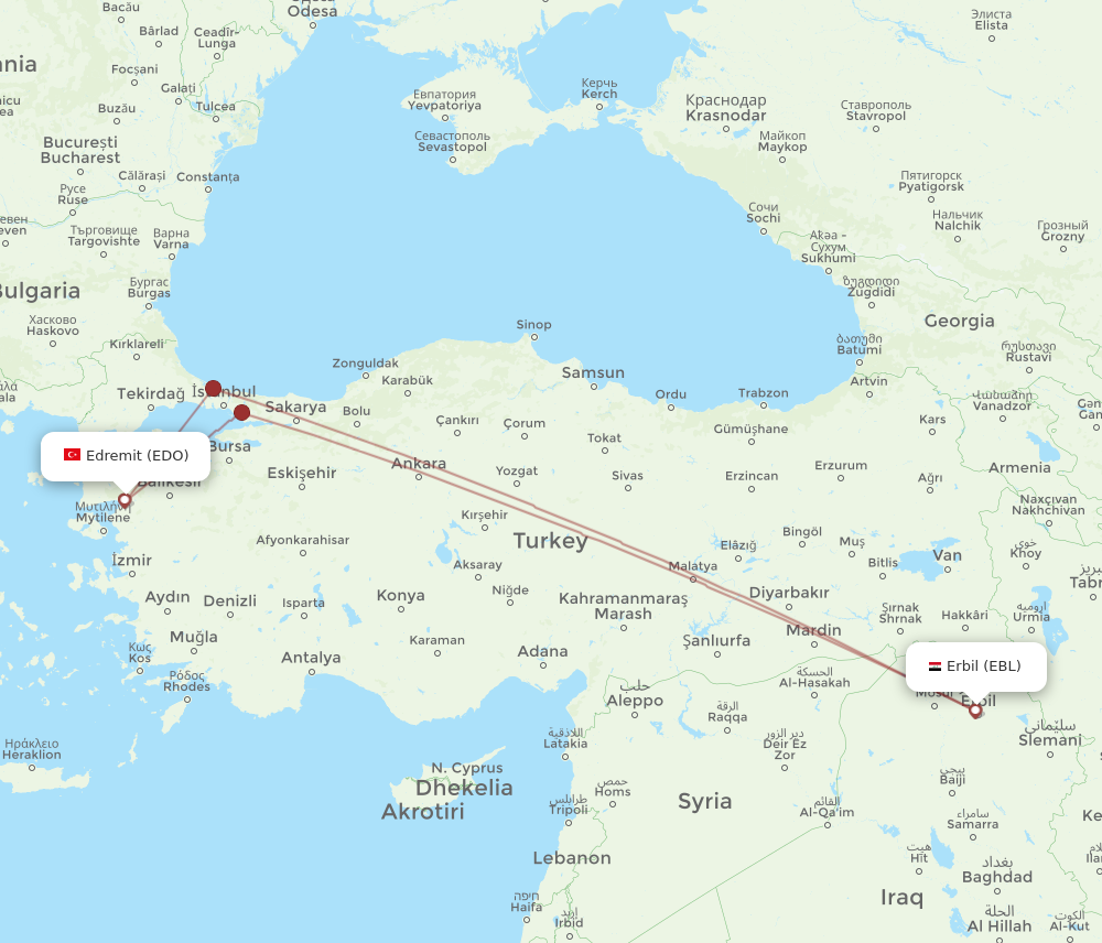 Flights from Edremit to Erbil EDO to EBL Flight Routes