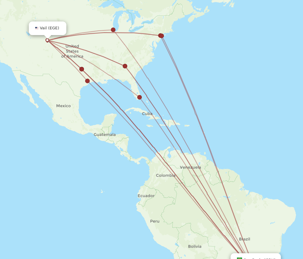 Flights from Vail to Sao Paulo, EGE to GRU - Flight Routes