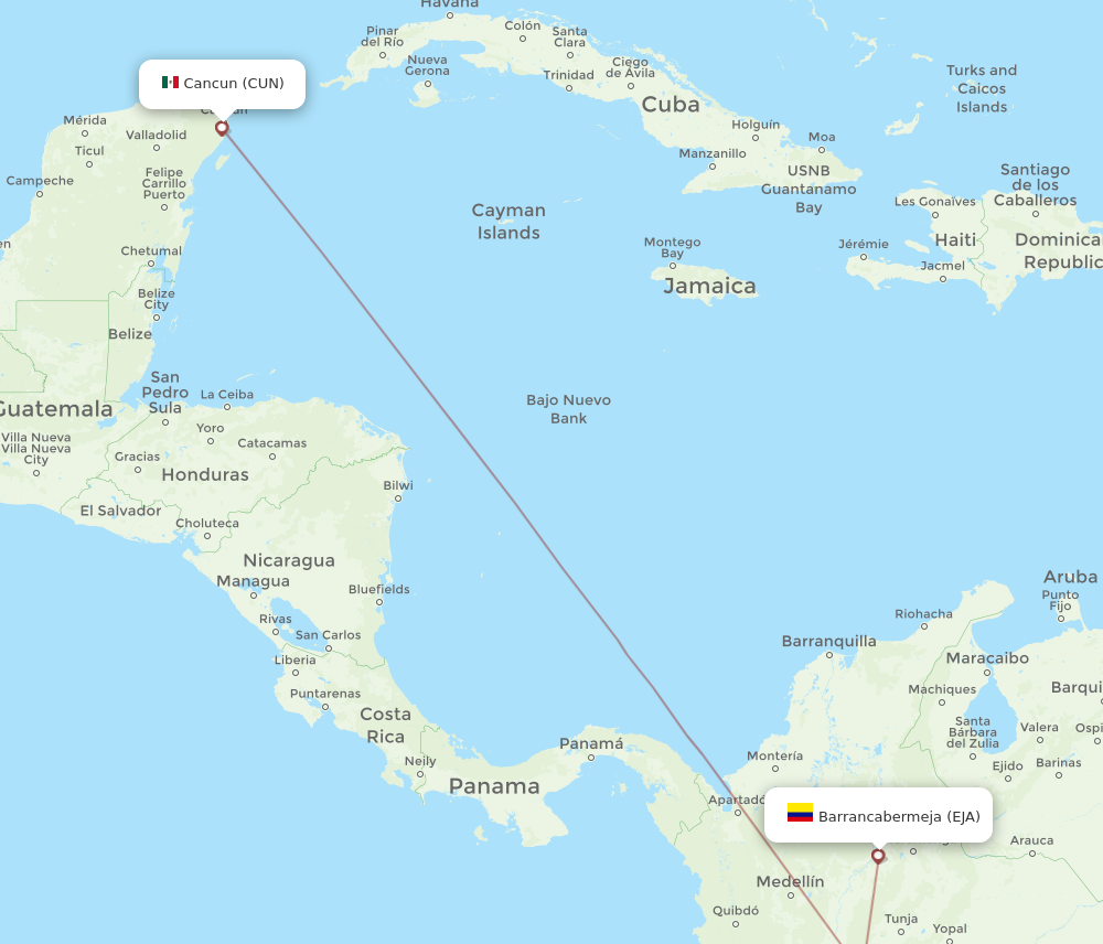 Flights from Barrancabermeja to Cancun EJA to CUN Flight Routes