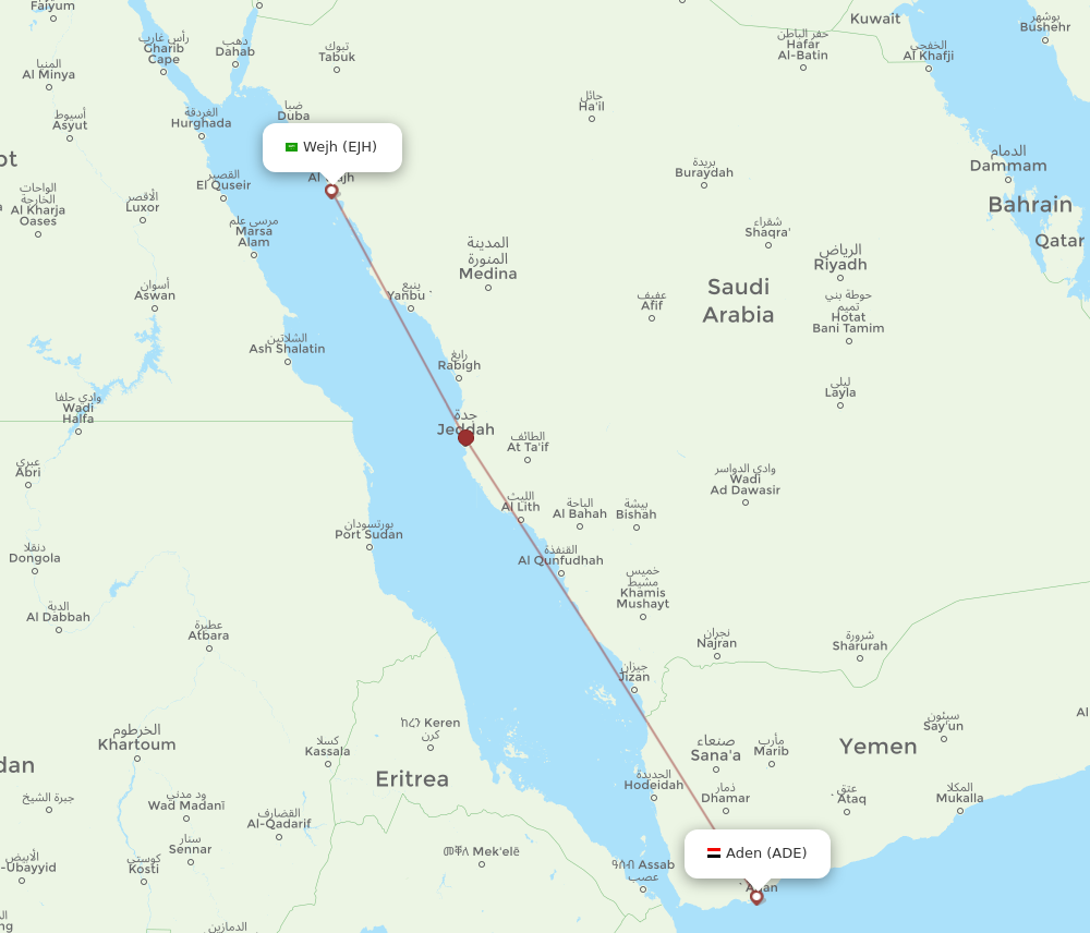 Flights from Wedjh to Aden, EJH to ADE - Flight Routes