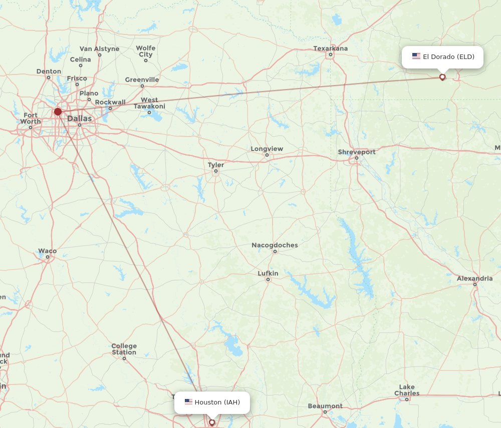 Flights from El Dorado to Houston ELD to IAH Flight Routes