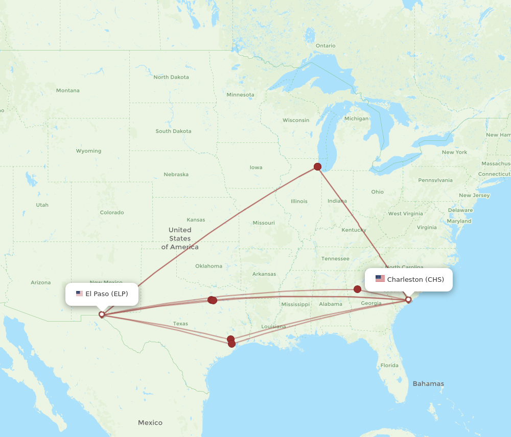 Flights from El Paso to Charleston ELP to CHS Flight Routes