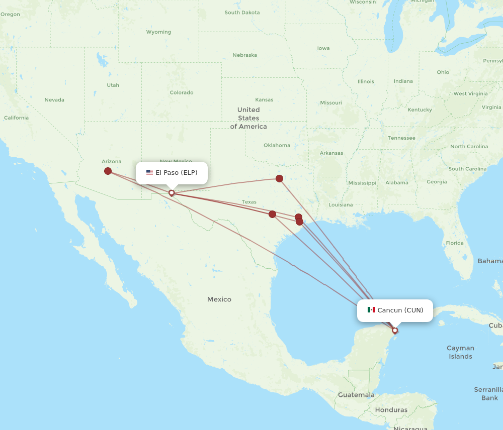 Flights from El Paso to Cancun ELP to CUN Flight Routes