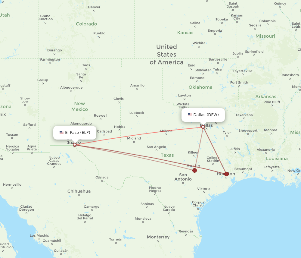 Flights from El Paso to Dallas ELP to DFW Flight Routes