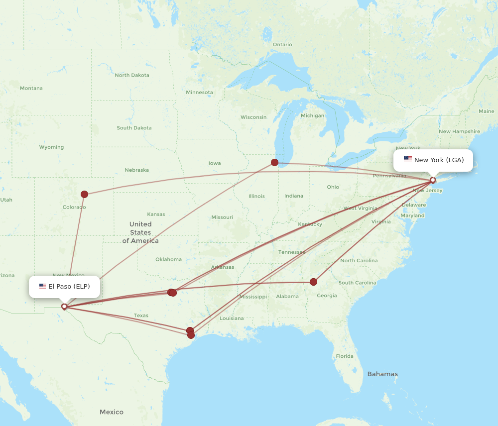 Flights from El Paso to New York ELP to LGA Flight Routes