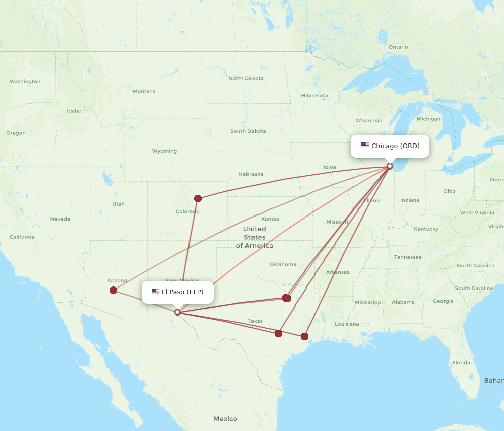 Flights from El Paso to Chicago ELP to ORD Flight Routes