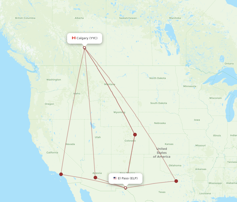 Flights from El Paso to Calgary ELP to YYC Flight Routes