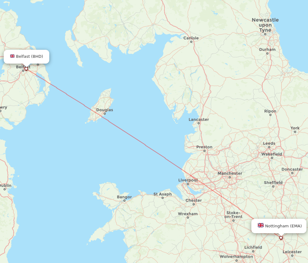 Flights from Leicestershire to Belfast, EMA to BHD - Flight Routes